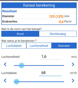 Kanaalberekening met Vent Tools